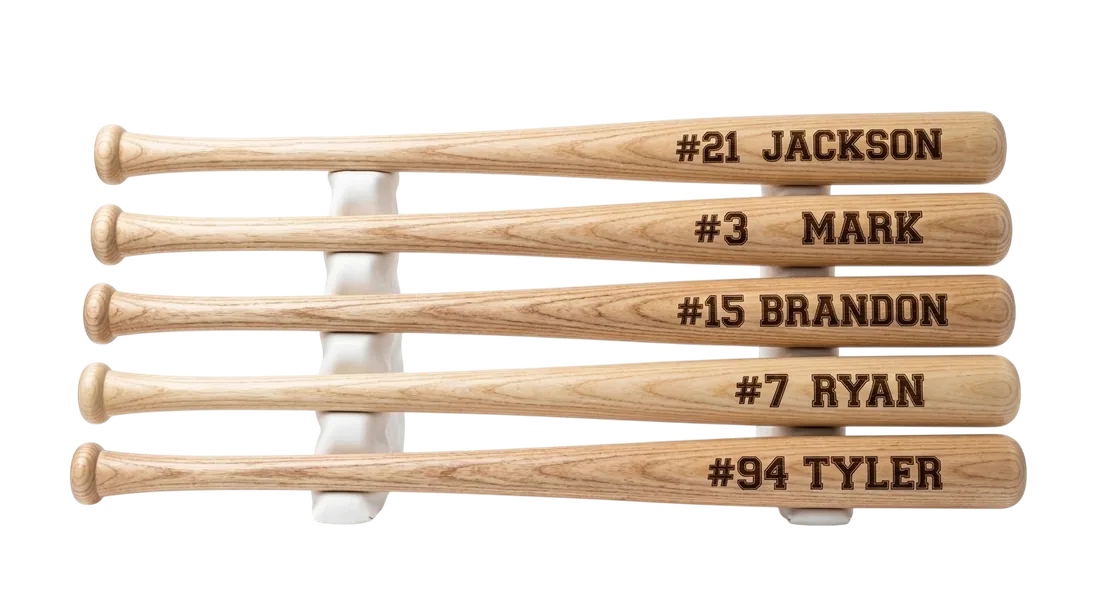 Engraved baseball bats with player names